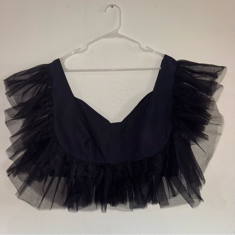 Truth NYC Black Sheer Sleeve Smocked Crop Top Size 1X